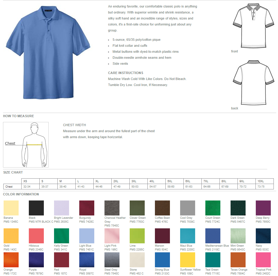 OBI Port Authority® Silk Touch™ Polo